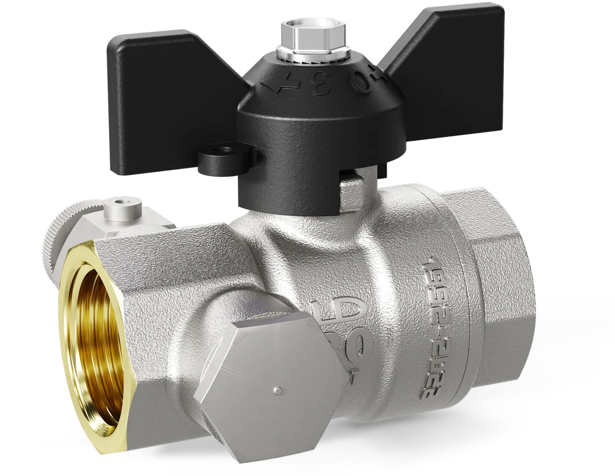 Кран шаровой с дренажем и воздухоотводчиком Ду 15 вн.-вн. бабочка (ЧЕРНАЯ) LD Pride LD 44.344.15